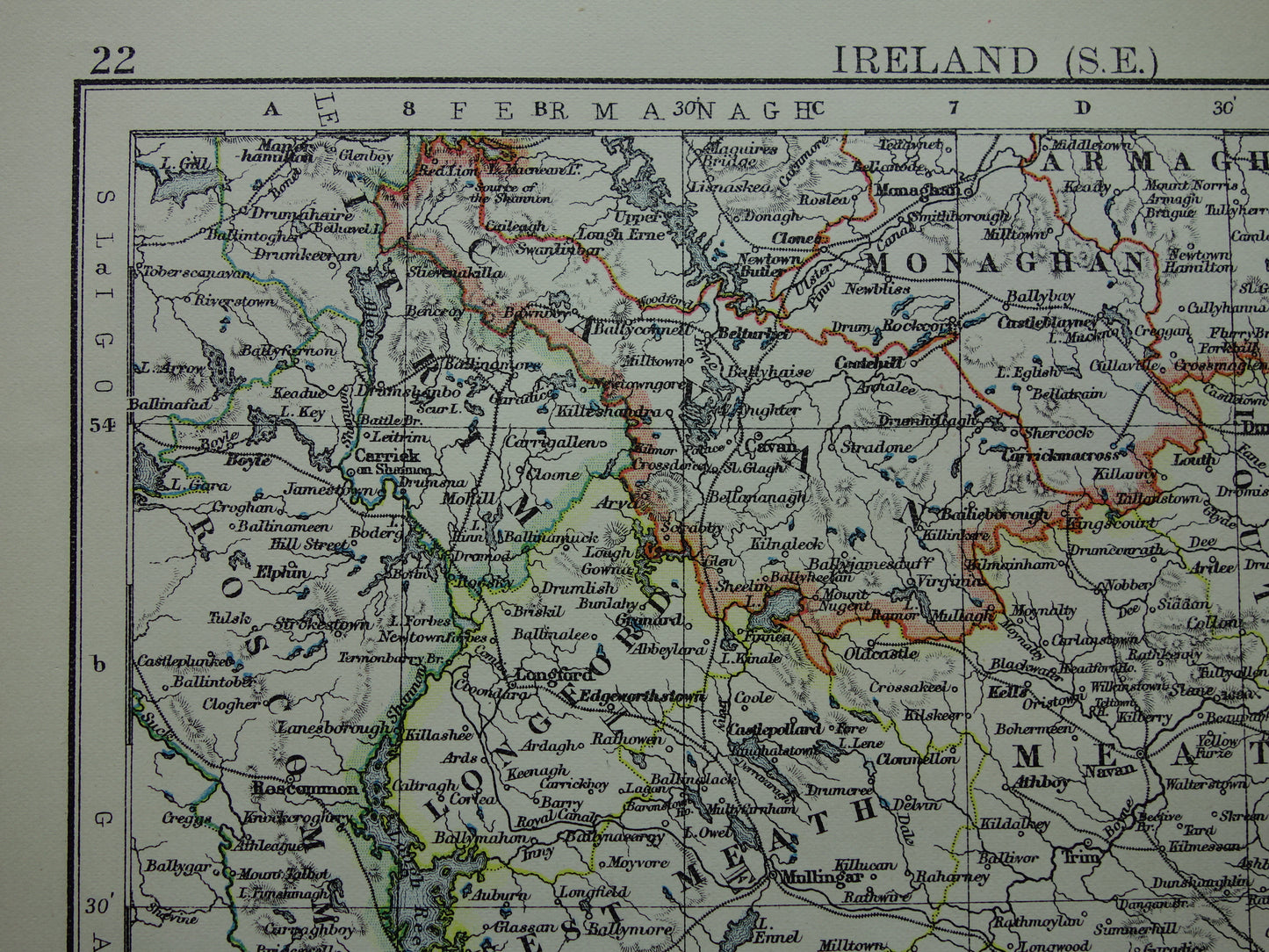 IERLAND Oude kaart van Leinster uit 1901 originele antieke Engelse landkaart Ierse provincie Leinster Dublin