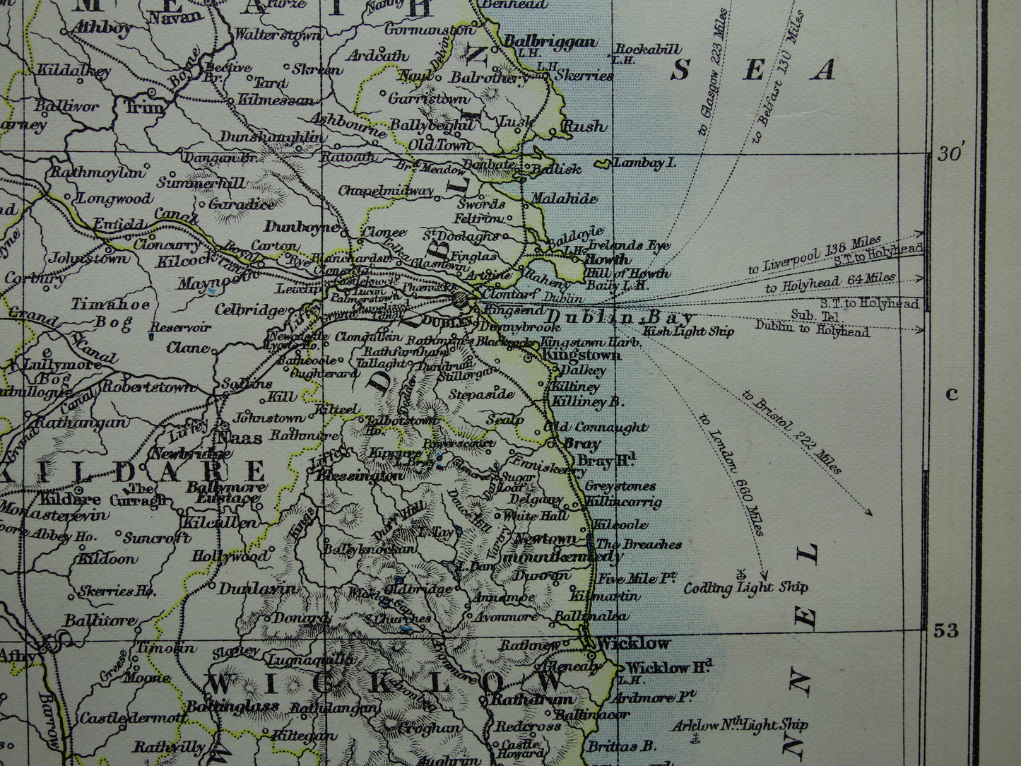 IERLAND Oude kaart van Leinster uit 1901 originele antieke Engelse landkaart Ierse provincie Leinster Dublin