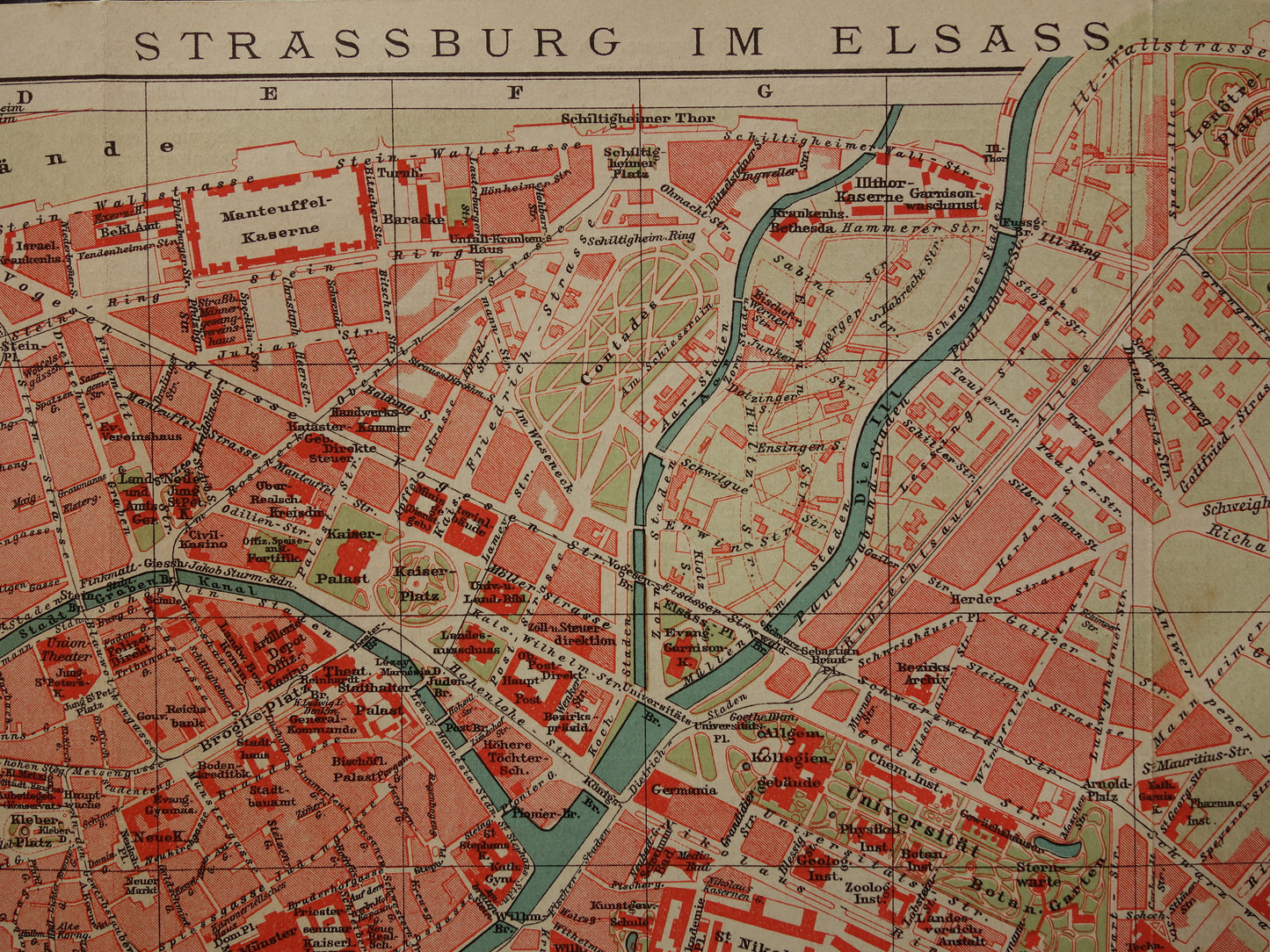 STRASBOURG antique map old map of Strasbourg from 1911 - original vintage historical maps with date