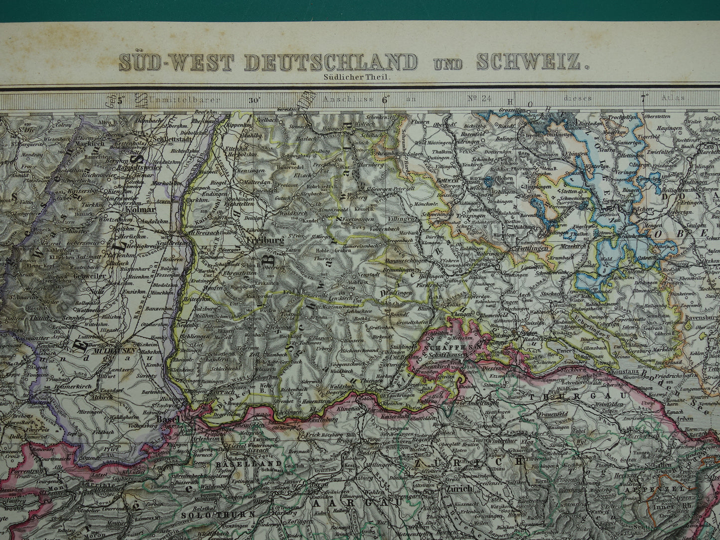 SCHWEIZ alte Karte von 1884 originale antike deutsche Karte