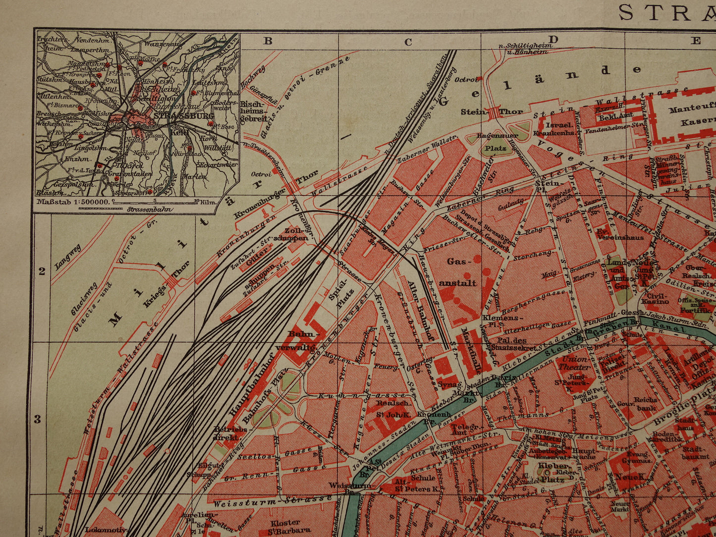STRASBOURG antique map old map of Strasbourg from 1911 - original vintage historical maps with date