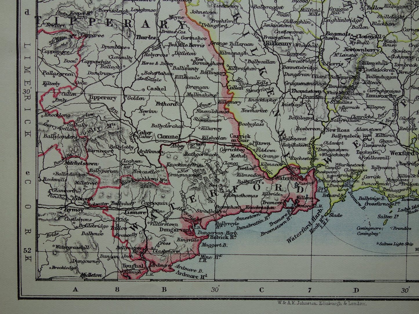 IERLAND Oude kaart van Leinster uit 1901 originele antieke Engelse landkaart Ierse provincie Leinster Dublin