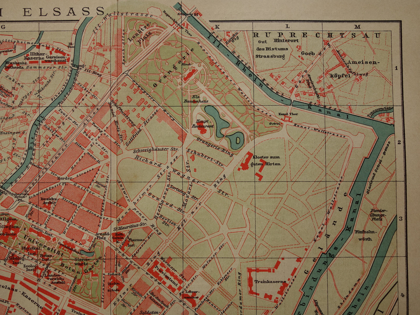 STRASBOURG antique map old map of Strasbourg from 1911 - original vintage historical maps with date
