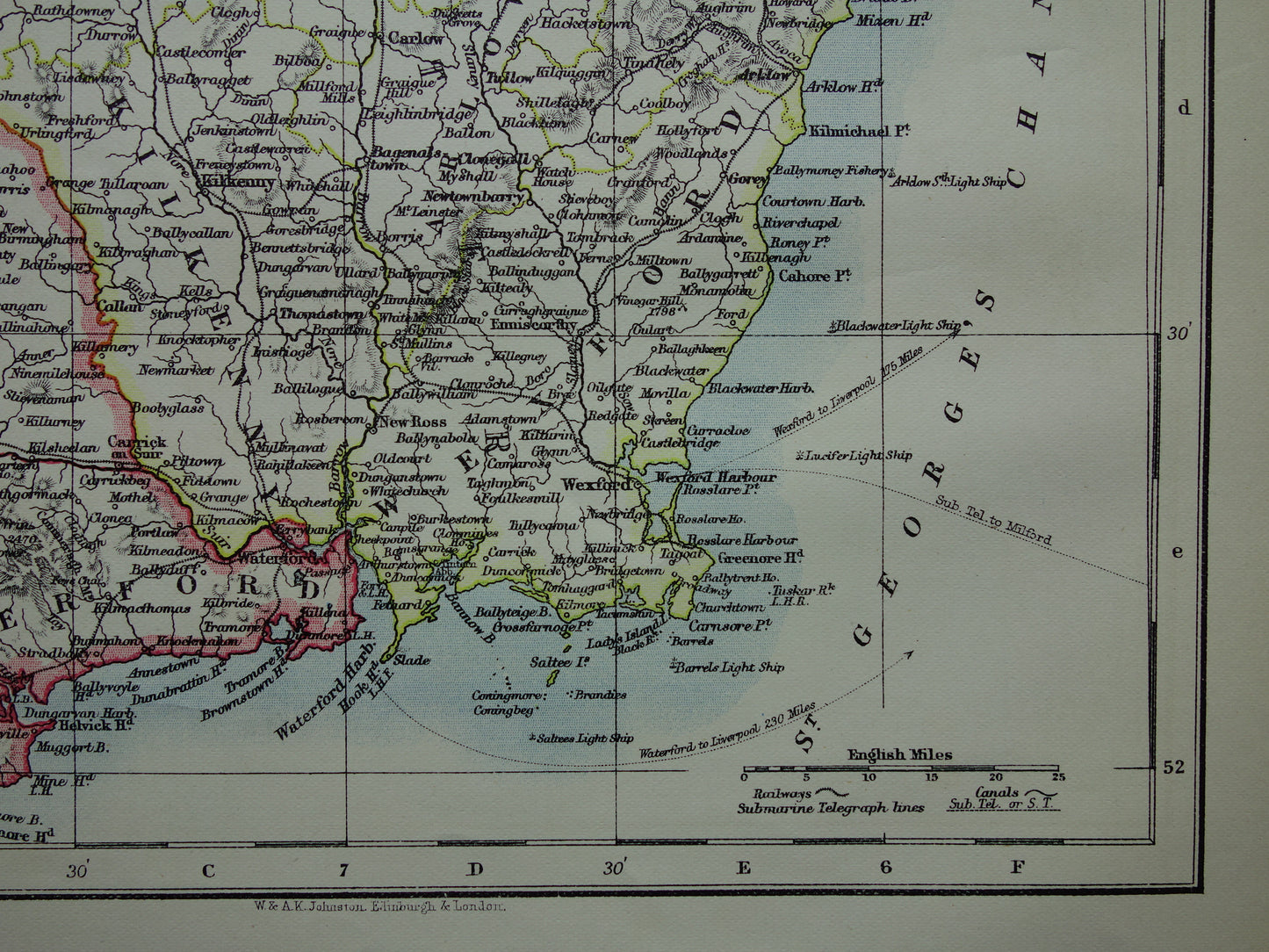 IERLAND Oude kaart van Leinster uit 1901 originele antieke Engelse landkaart Ierse provincie Leinster Dublin