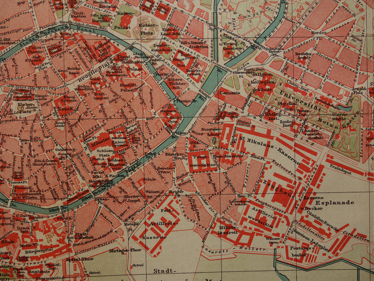 STRASBOURG antique map old map of Strasbourg from 1911 - original vintage historical maps with date