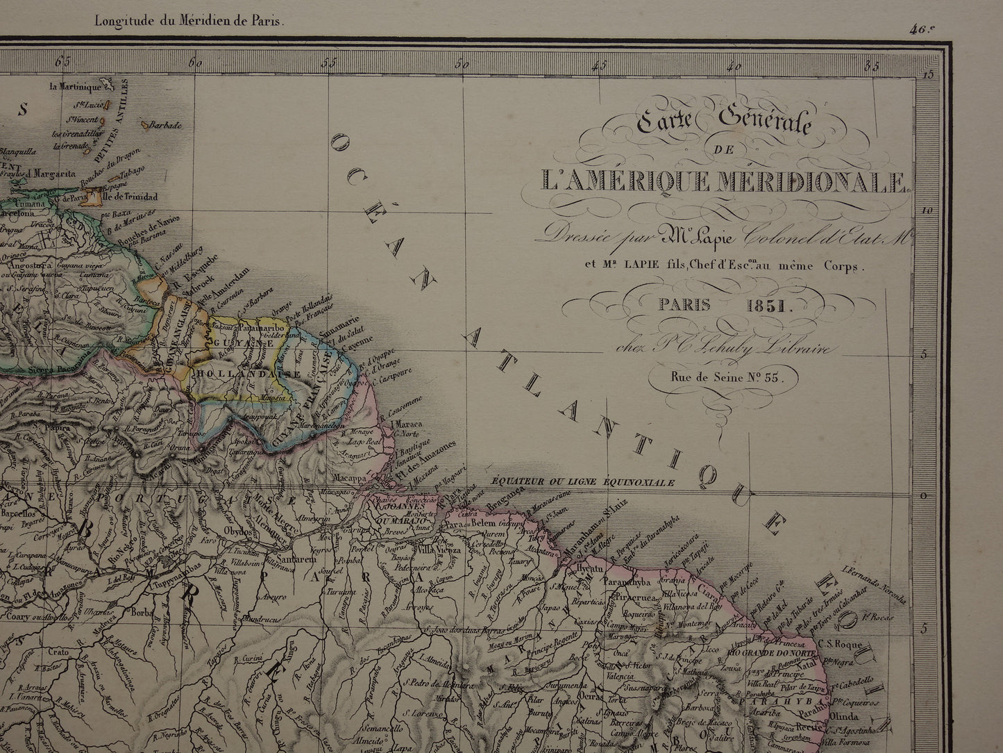 carte generale de l'Amerique meridionale m. lapie 1851