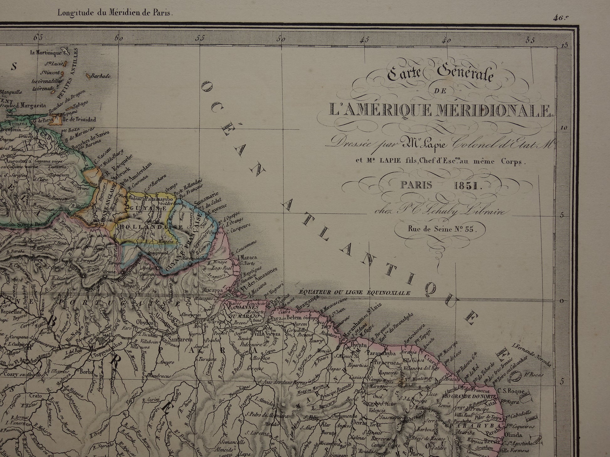 carte generale de l'Amerique meridionale m. lapie 1851