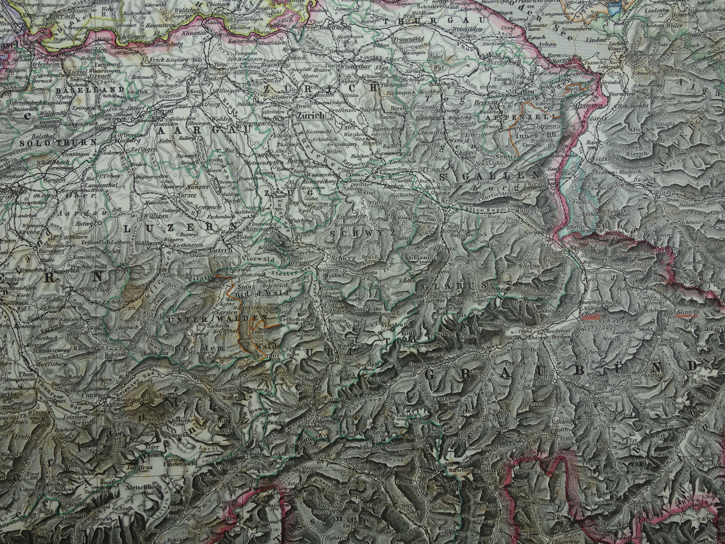 SCHWEIZ alte Karte von 1884 originale antike deutsche Karte