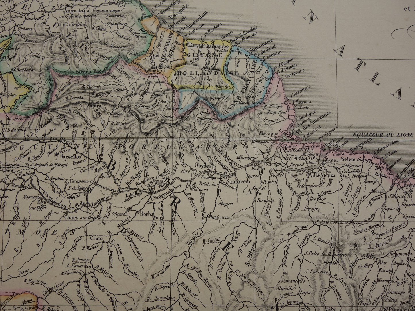 ZUID-AMERIKA Grote vintage landkaart van Zuid-Amerika 1851 oude kaart poster Brazilië Patagonië Chili origineel antiek met jaartal