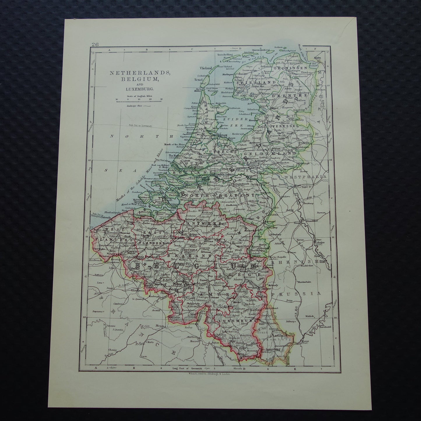 NEDERLAND en BELGIE Oude kaart van Nederland en Belgë uit 1901 originele antieke Engelse landkaart
