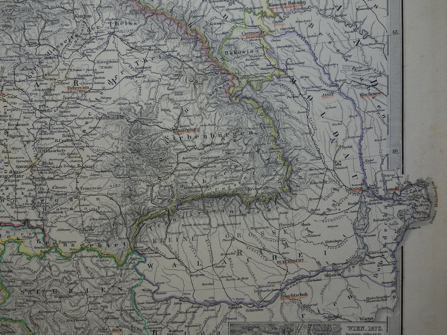 AUSTRIA-HUNGARY old map from 1884 original antique German map 37x46 cm in size