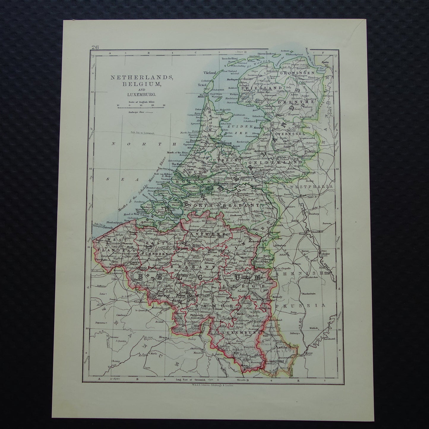 NEDERLAND en BELGIE Oude kaart van Nederland en Belgë uit 1901 originele antieke Engelse landkaart