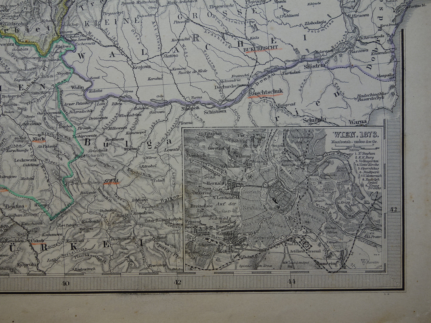 AUSTRIA-HUNGARY old map from 1884 original antique German map 37x46 cm in size