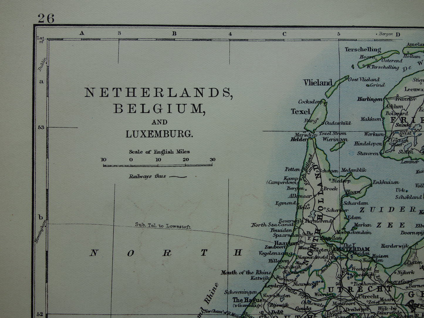 NEDERLAND en BELGIE Oude kaart van Nederland en Belgë uit 1901 originele antieke Engelse landkaart