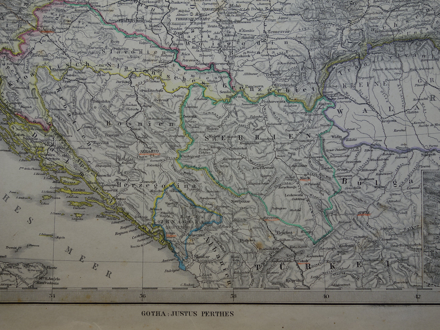 AUSTRIA-HUNGARY old map from 1884 original antique German map 37x46 cm in size