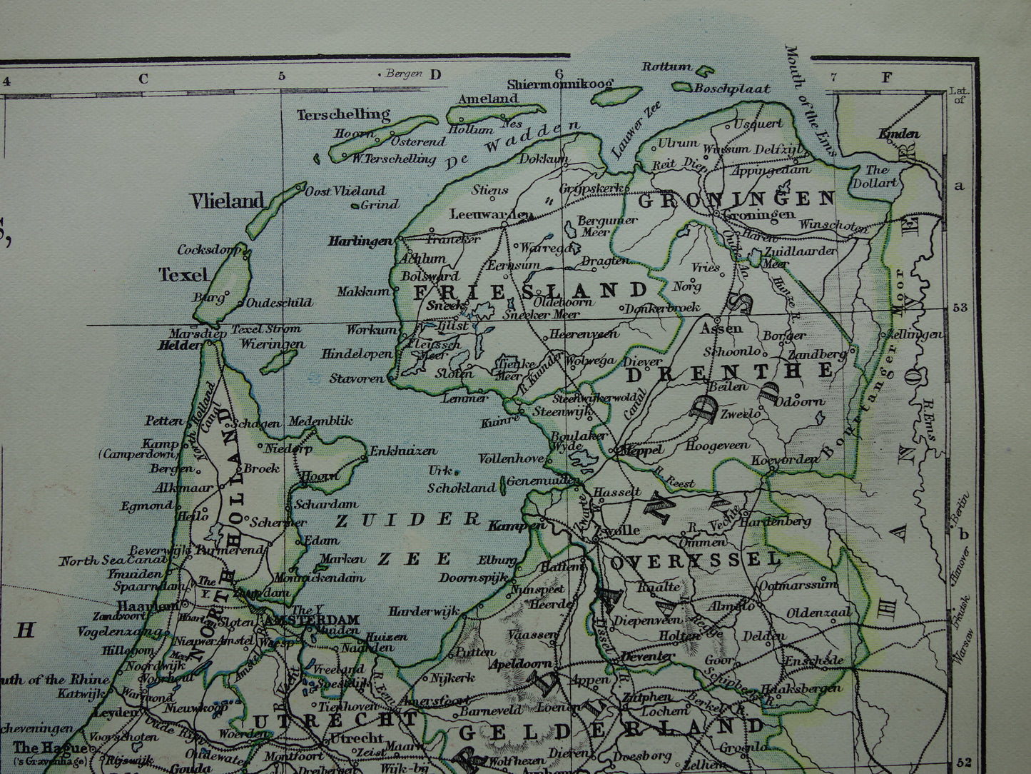 NEDERLAND en BELGIE Oude kaart van Nederland en Belgë uit 1901 originele antieke Engelse landkaart