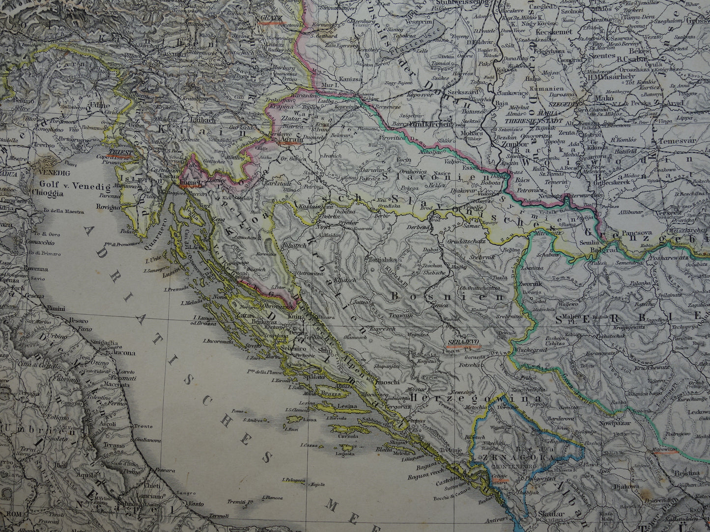 AUSTRIA-HUNGARY old map from 1884 original antique German map 37x46 cm in size