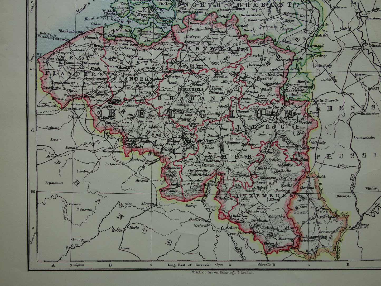 NEDERLAND en BELGIE Oude kaart van Nederland en Belgë uit 1901 originele antieke Engelse landkaart
