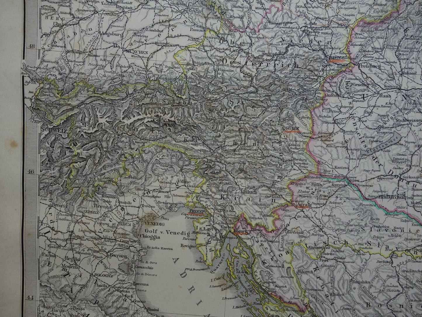 AUSTRIA-HUNGARY old map from 1884 original antique German map 37x46 cm in size