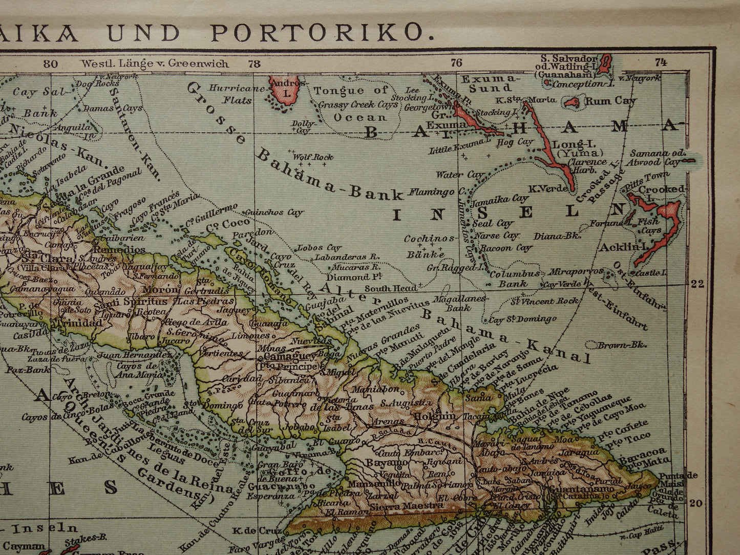 CUBA Antique map of Cuba and Jamaica Small format with date