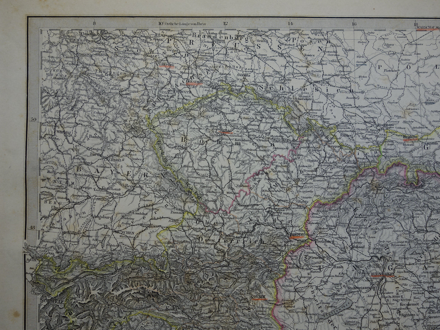 AUSTRIA-HUNGARY old map from 1884 original antique German map 37x46 cm in size