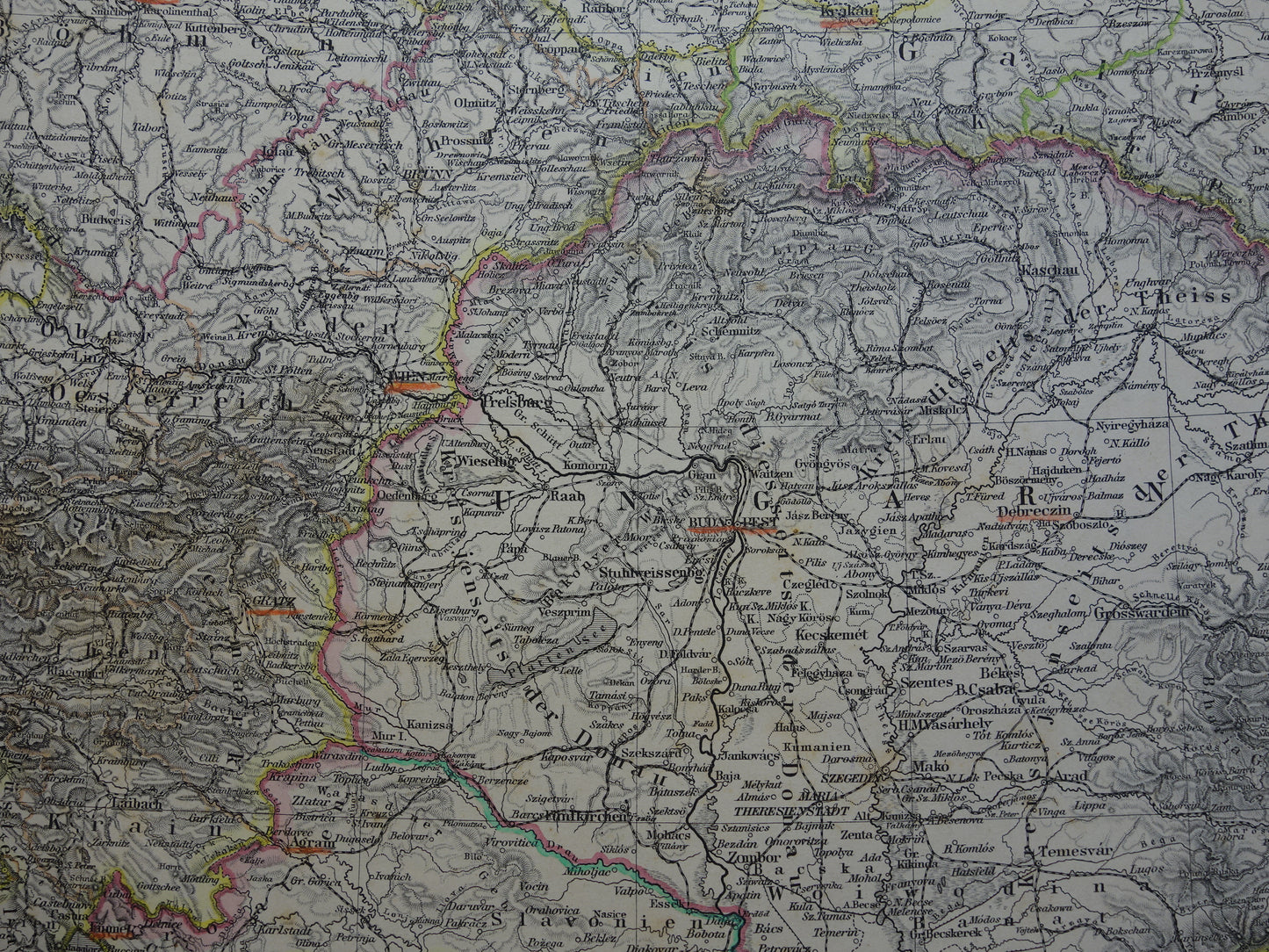AUSTRIA-HUNGARY old map from 1884 original antique German map 37x46 cm in size