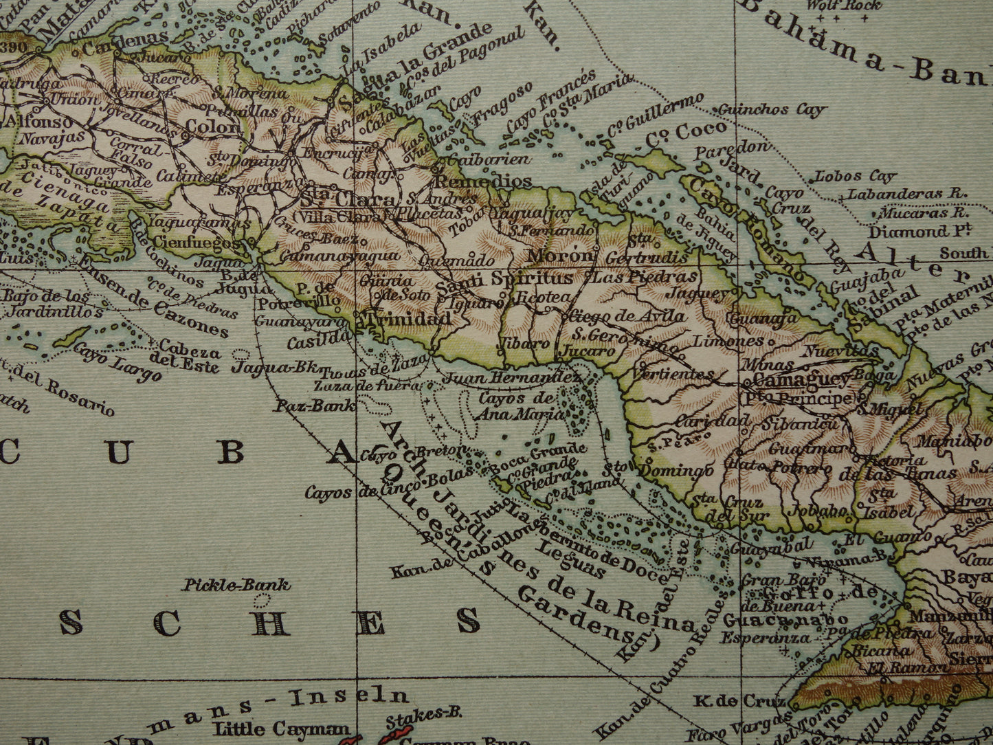 CUBA Antique map of Cuba and Jamaica Small format with date
