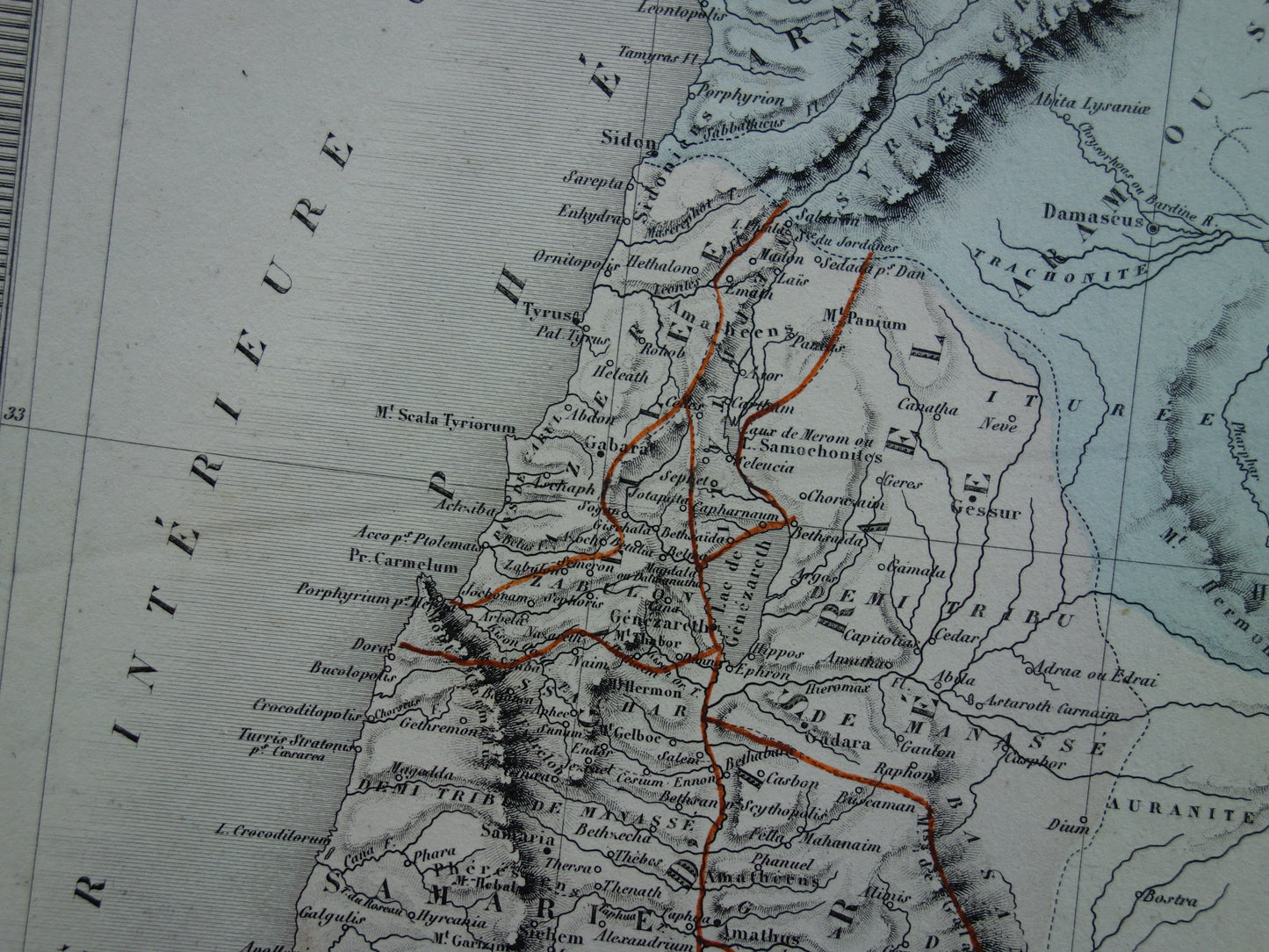 Palestine in Antiquity Old Map Biblical History - French Antique Hand-Colored Map