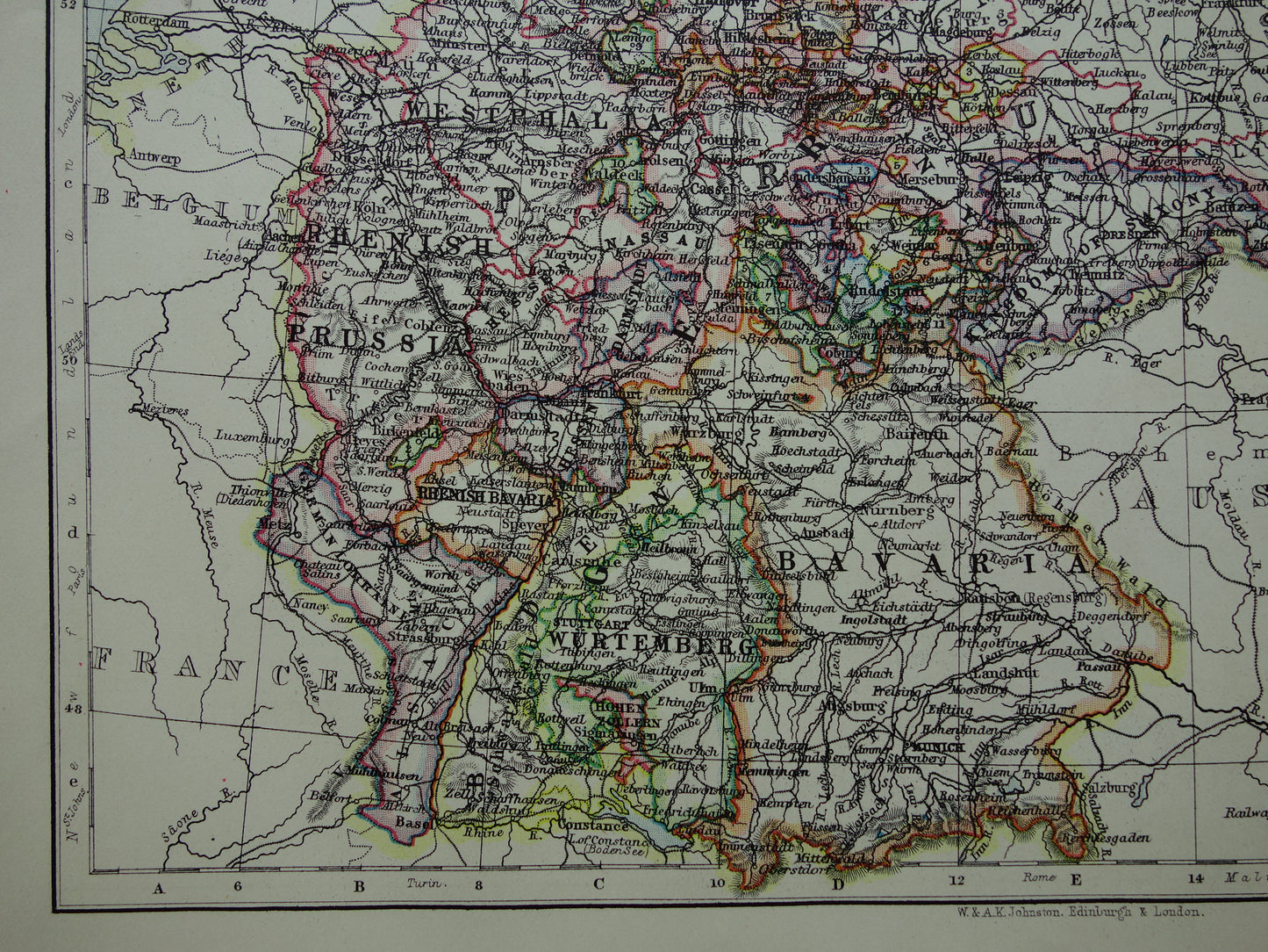 GERMANY Old map of the German Empire from 1901 original antique English map