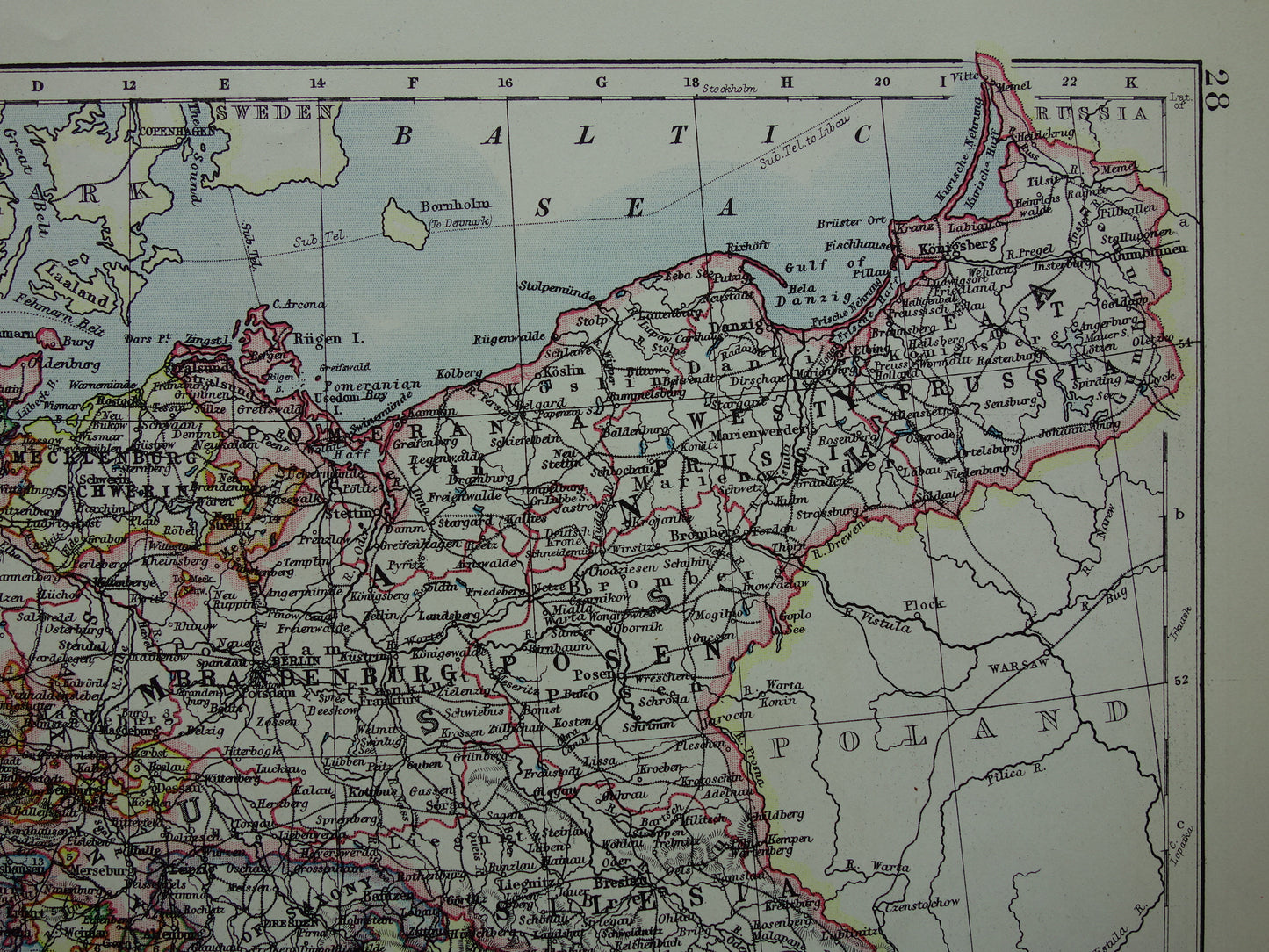 GERMANY Old map of the German Empire from 1901 original antique English map