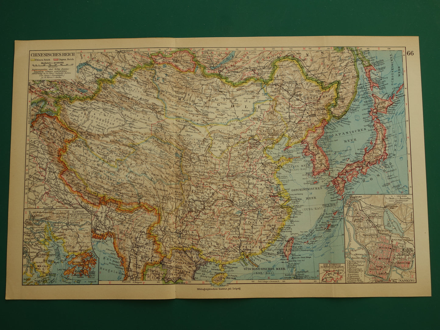 CHINA Vintage map from 1931 original old map Chinese Empire Nanking Nanjing Japan