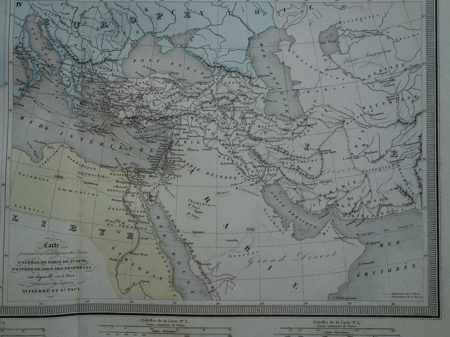 Palestine in Antiquity Old Map Biblical History - French Antique Hand-Colored Map
