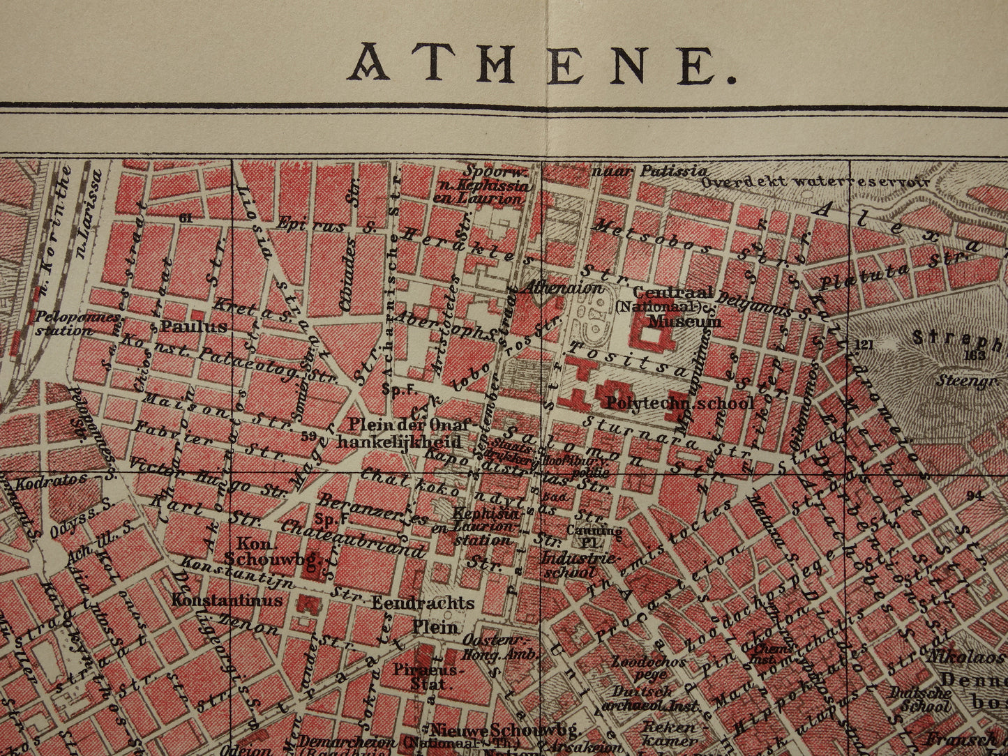 Old Dutch map of Athens from 1905 original antique map of Athens Greece
