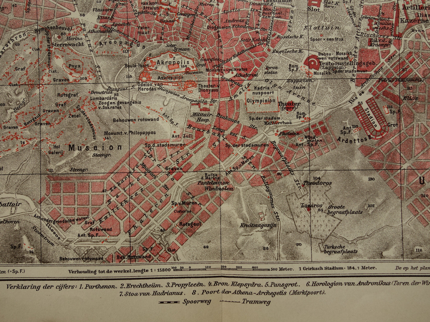 Old Dutch map of Athens from 1905 original antique map of Athens Greece