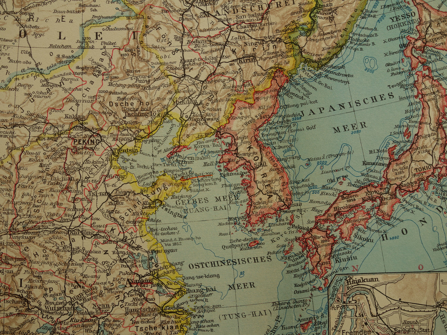 CHINA Vintage map from 1931 original old map Chinese Empire Nanking Nanjing Japan