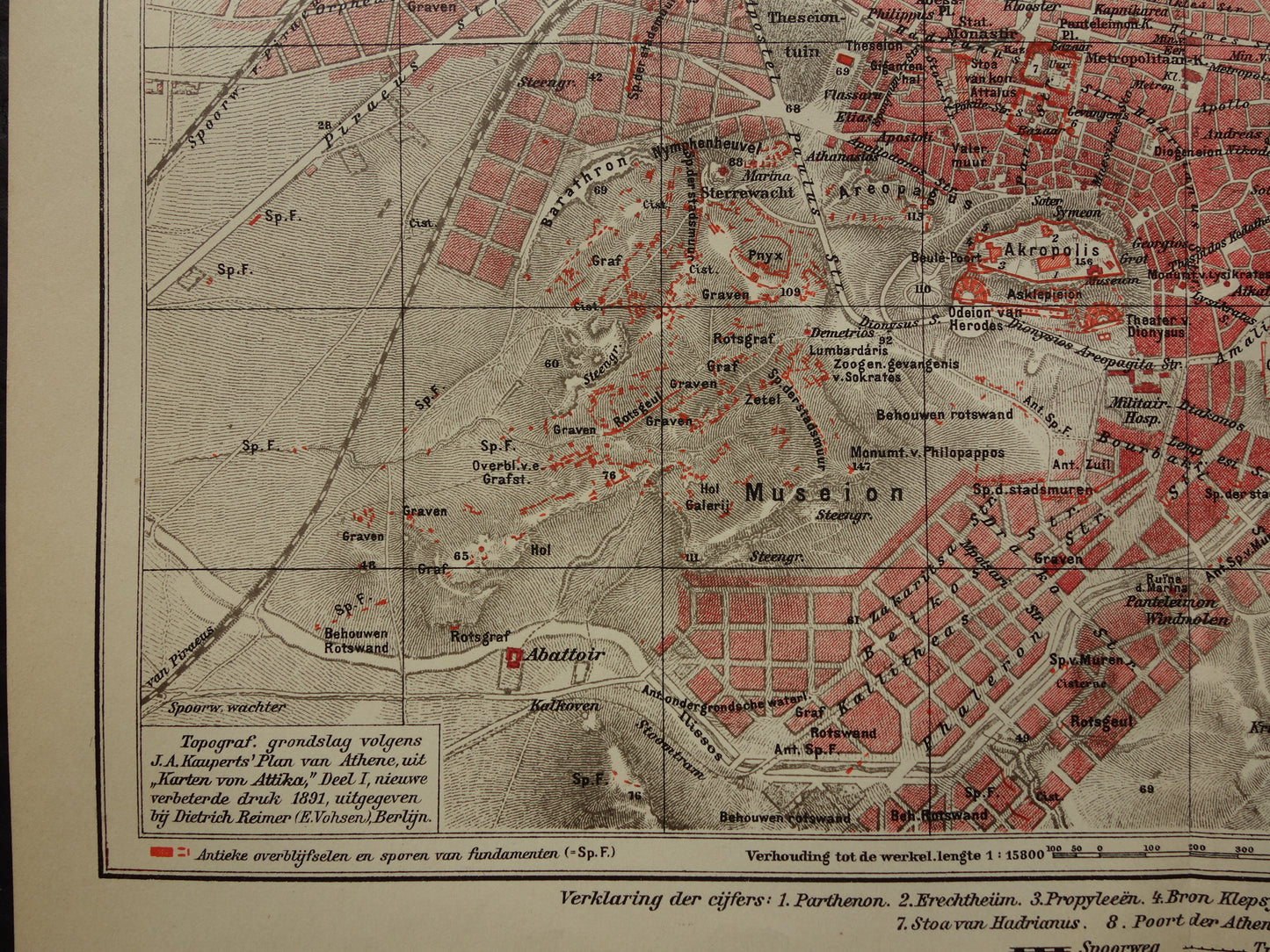 Old Dutch map of Athens from 1905 original antique map of Athens Greece