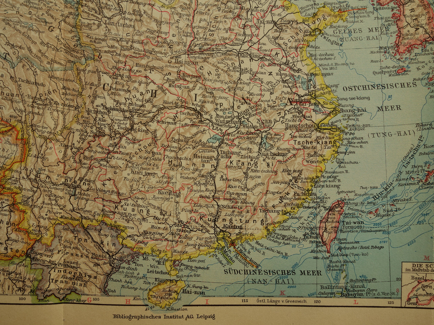 CHINA Vintage map from 1931 original old map Chinese Empire Nanking Nanjing Japan