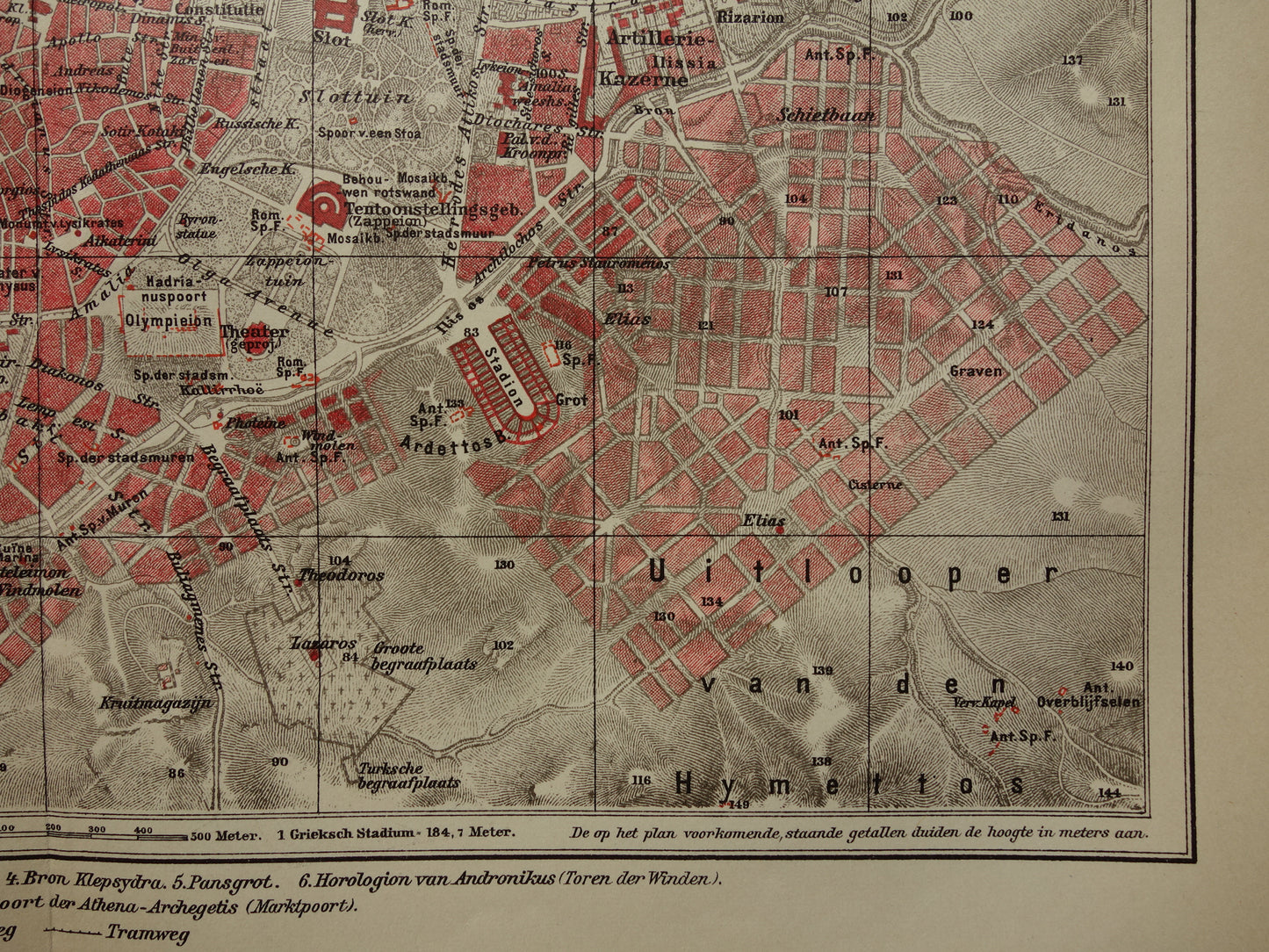 Old Dutch map of Athens from 1905 original antique map of Athens Greece