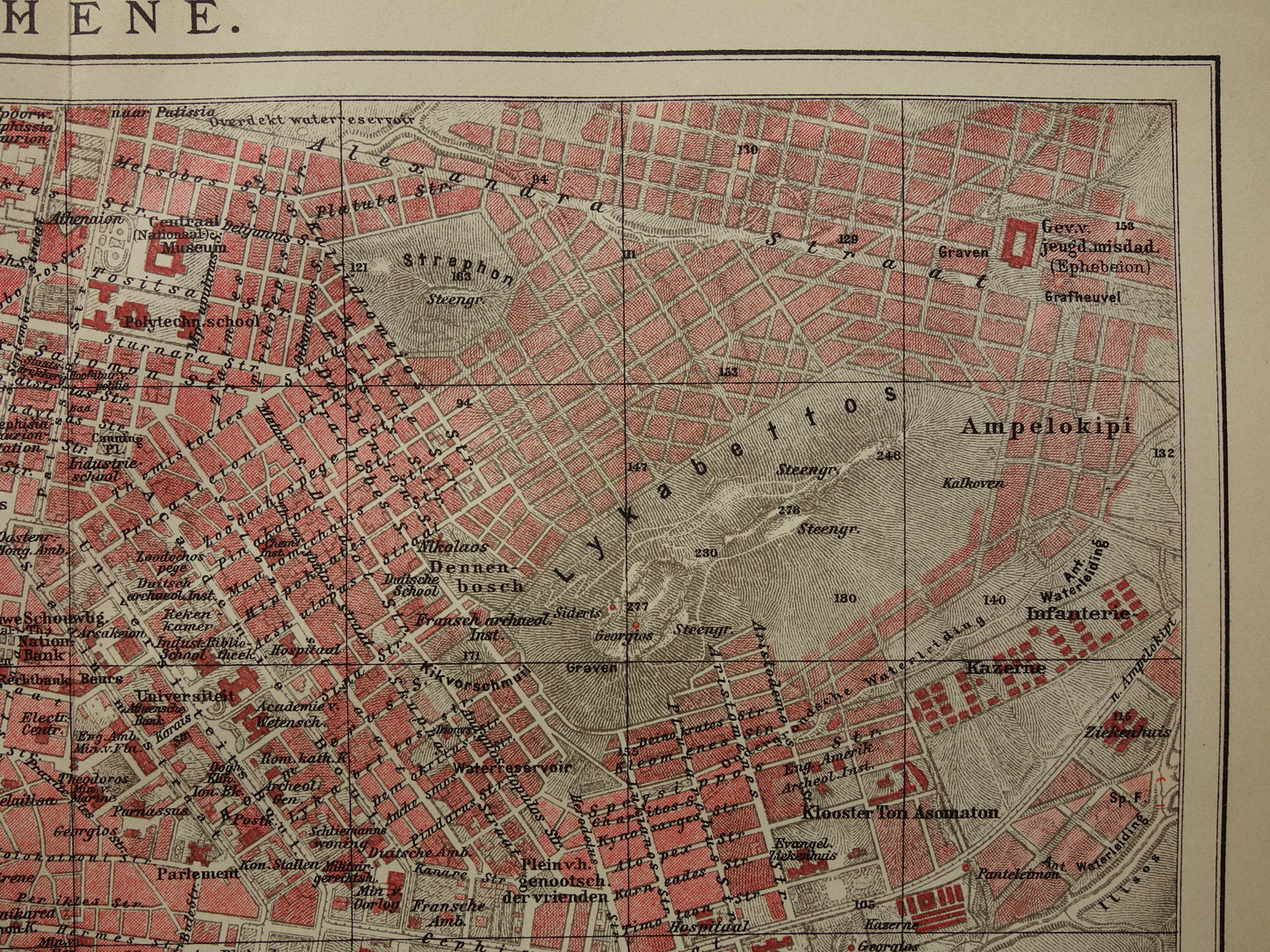 Old Dutch map of Athens from 1905 original antique map of Athens Greece