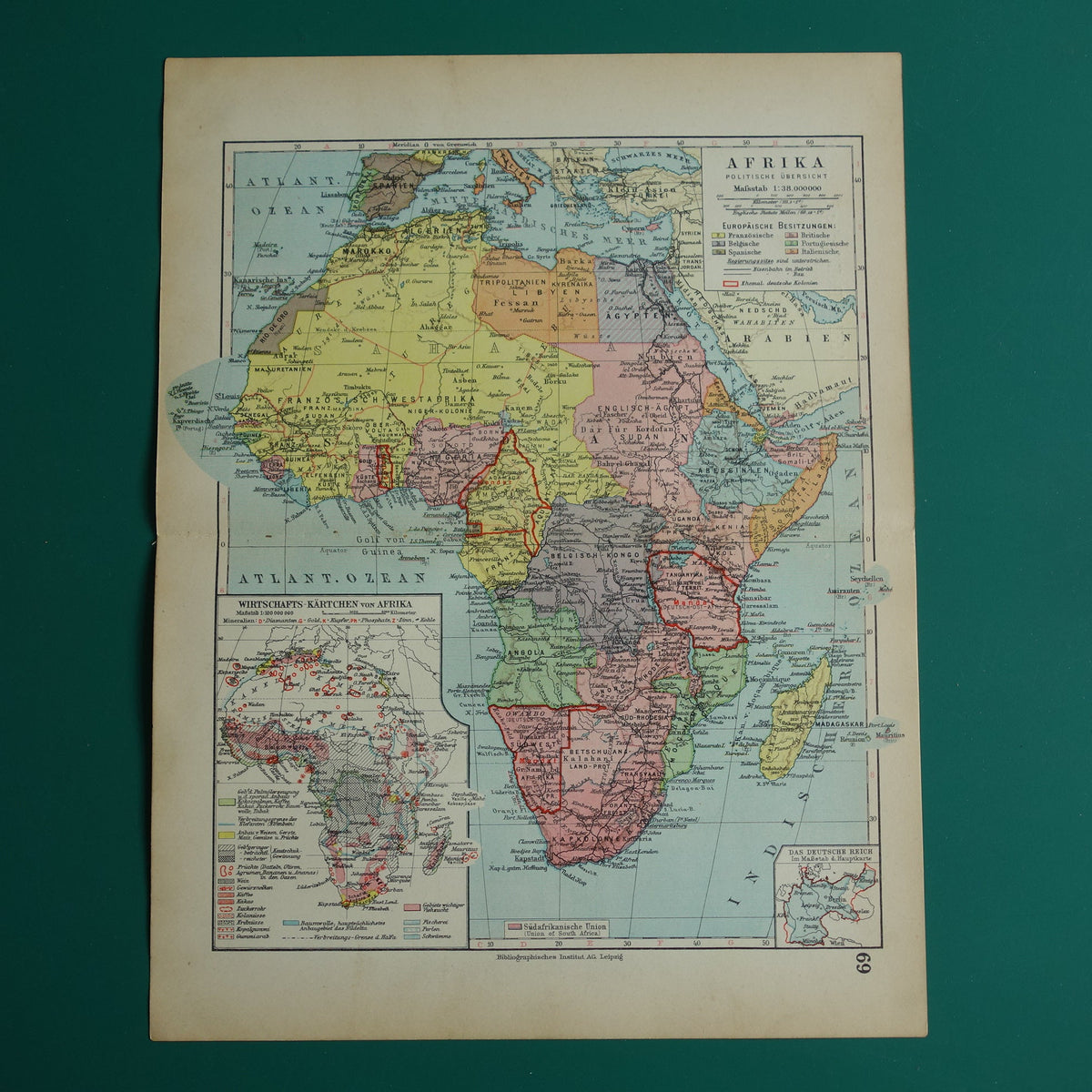 Old map of Africa in the year 1931 continent maps vintage