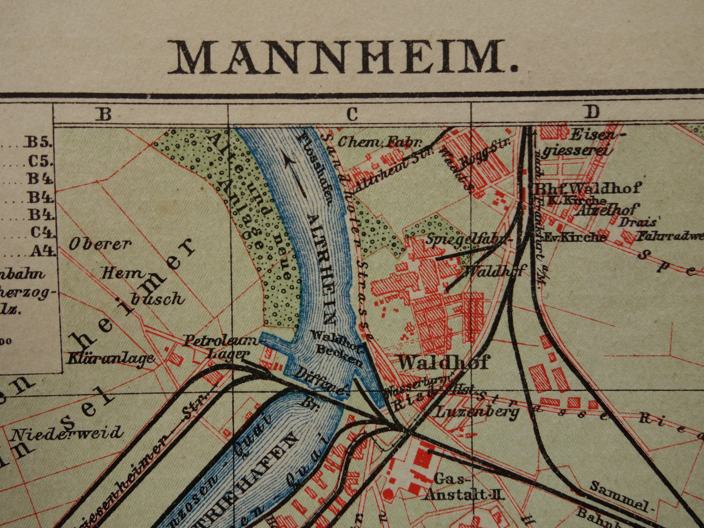 Mannheim antique map old map of Mannheim Germany from 1911 - original vintage historical maps