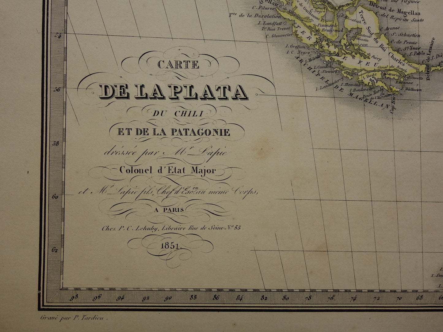 ZUID-AMERIKA Grote vintage landkaart van Zuid-Amerika 1851 oude kaart Brazilië Patagonië Chili origineel antiek met jaartal