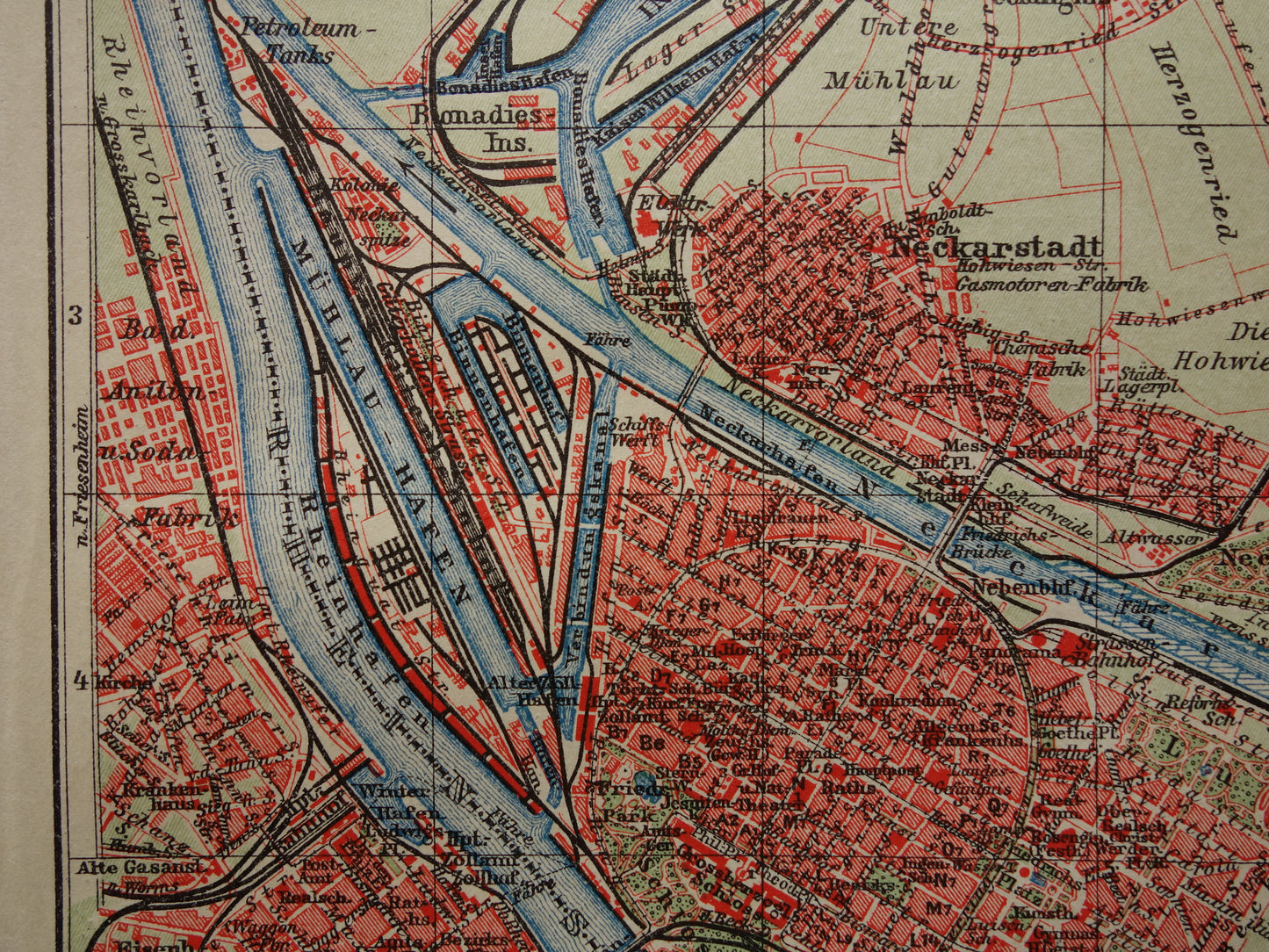 Mannheim antique map old map of Mannheim Germany from 1911 - original vintage historical maps