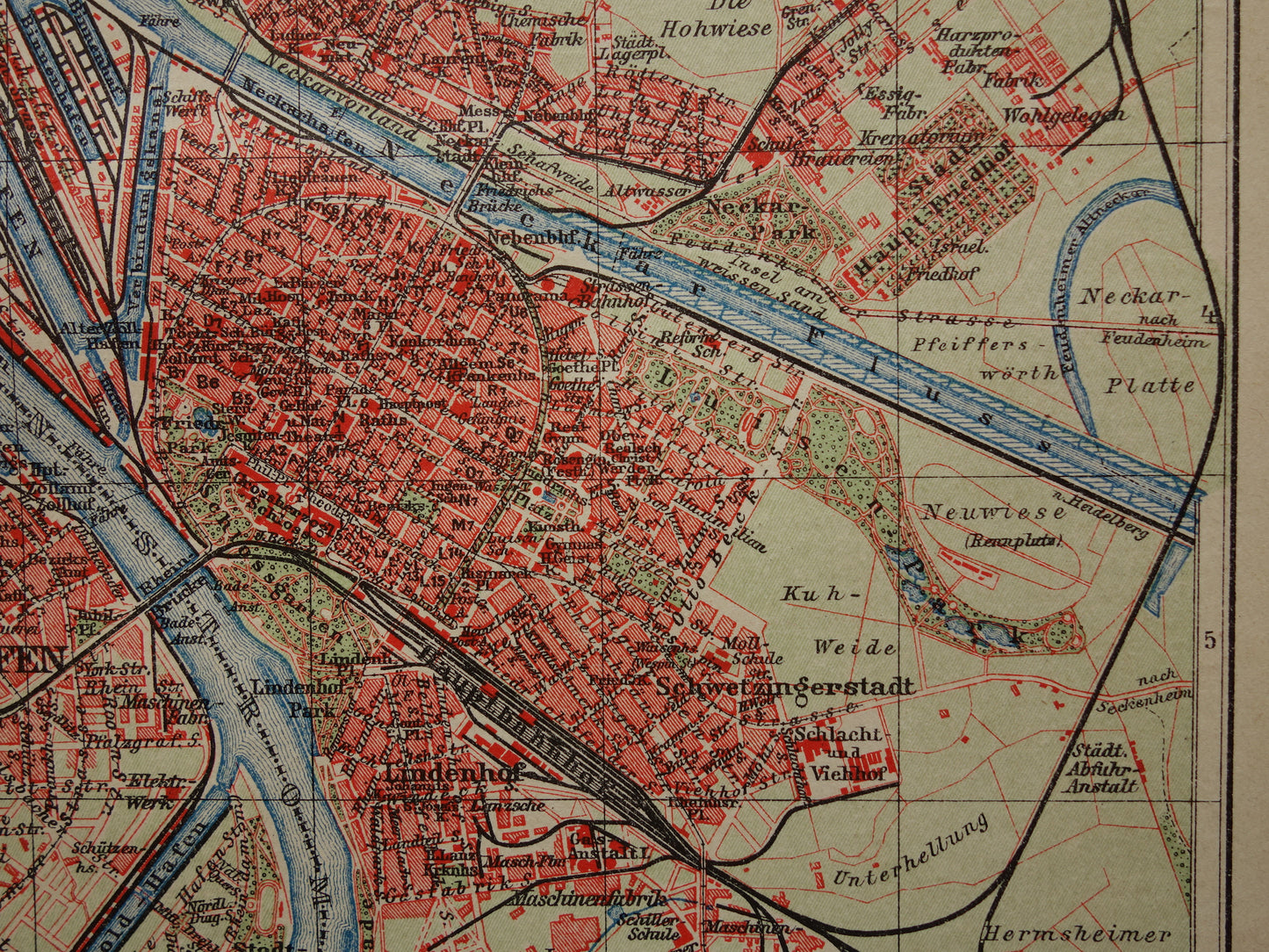 Mannheim antique map old map of Mannheim Germany from 1911 - original vintage historical maps