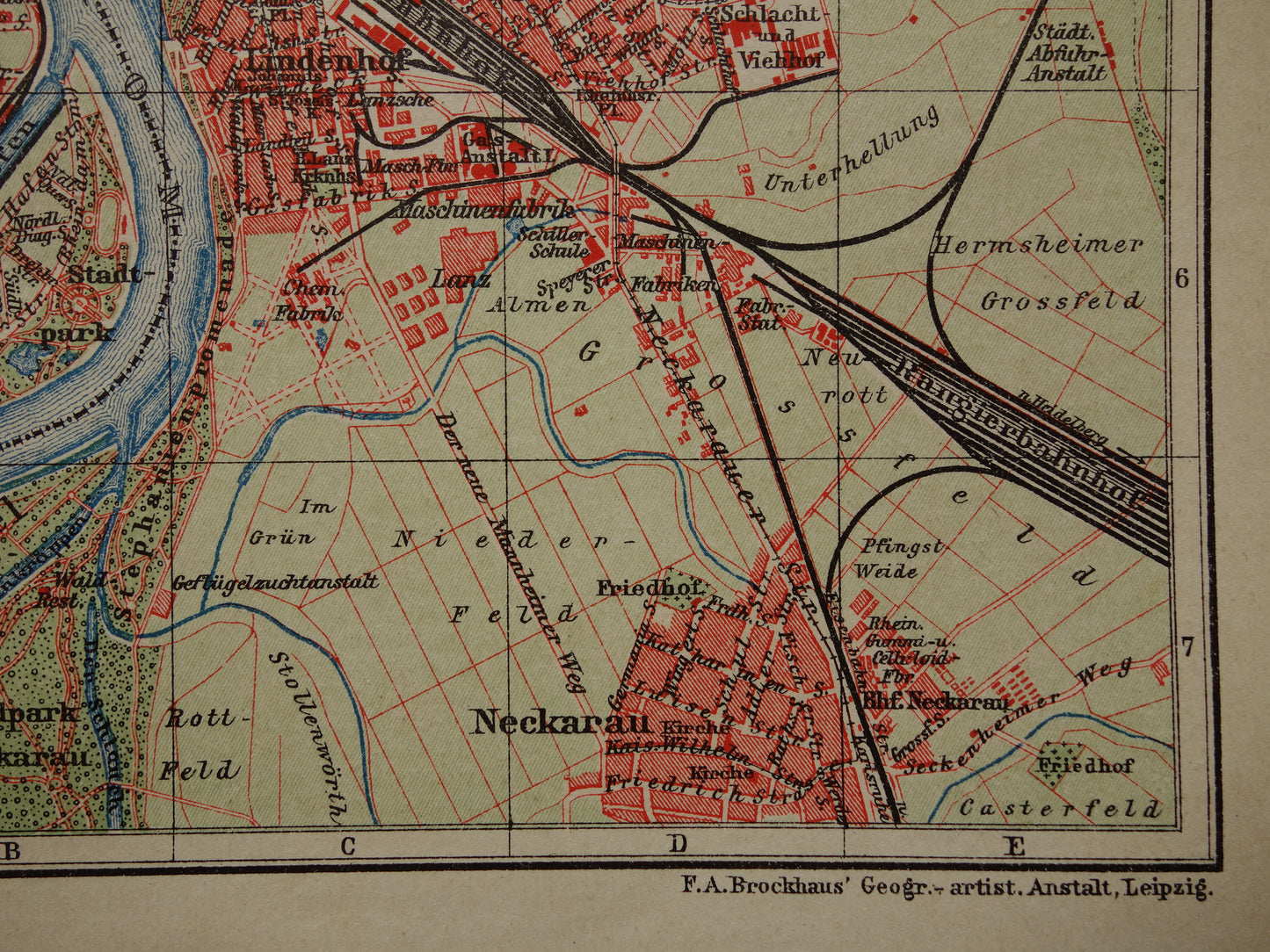 Mannheim antique map old map of Mannheim Germany from 1911 - original vintage historical maps