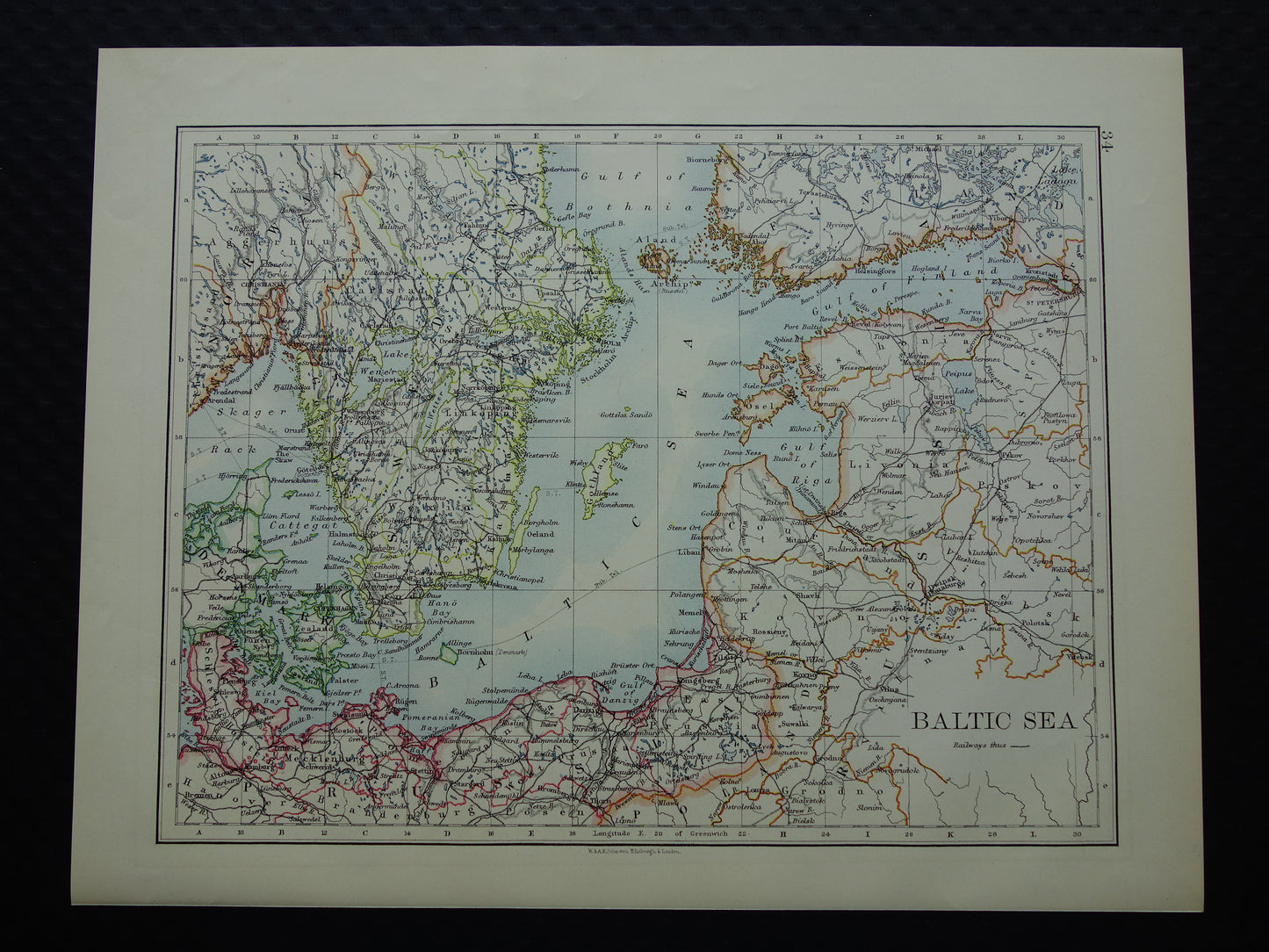 Baltic Sea Old map of the Baltic Sea from 1901 original antique English map Baltic Sea