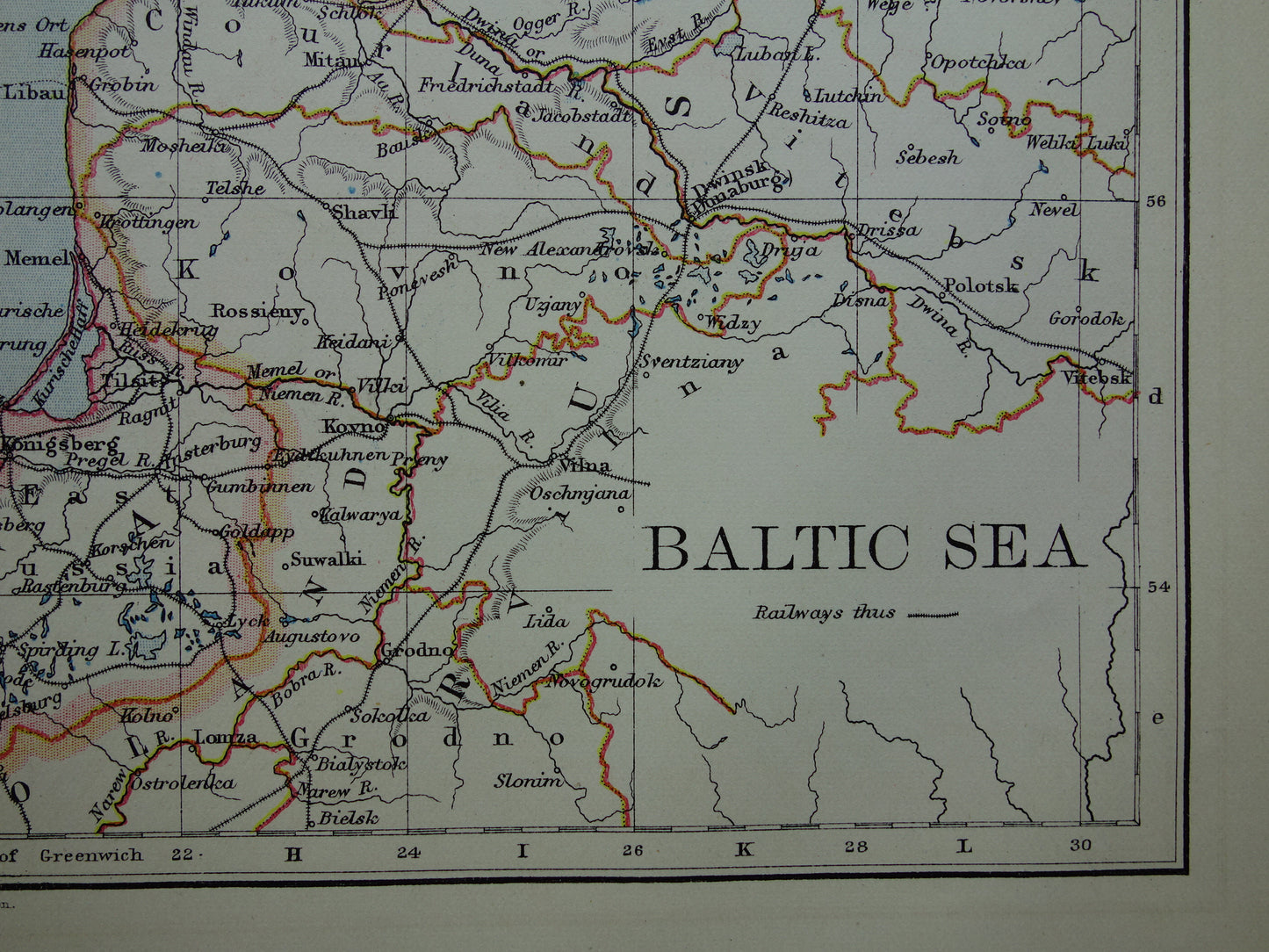 Baltic Sea Old map of the Baltic Sea from 1901 original antique English map Baltic Sea