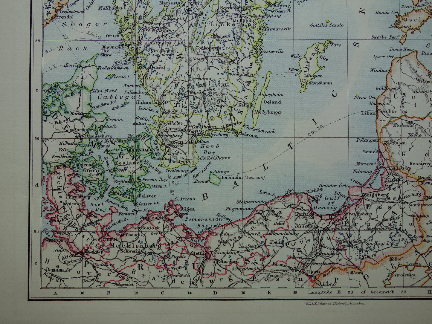 Baltic Sea Old map of the Baltic Sea from 1901 original antique English map Baltic Sea