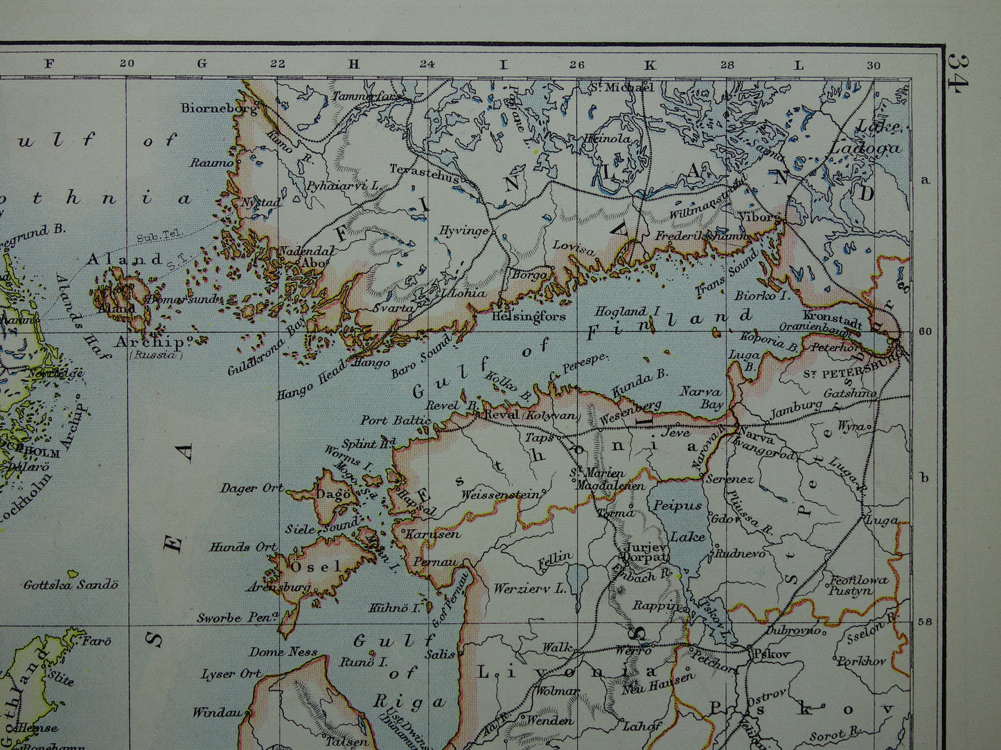 Baltic Sea Old map of the Baltic Sea from 1901 original antique English map Baltic Sea