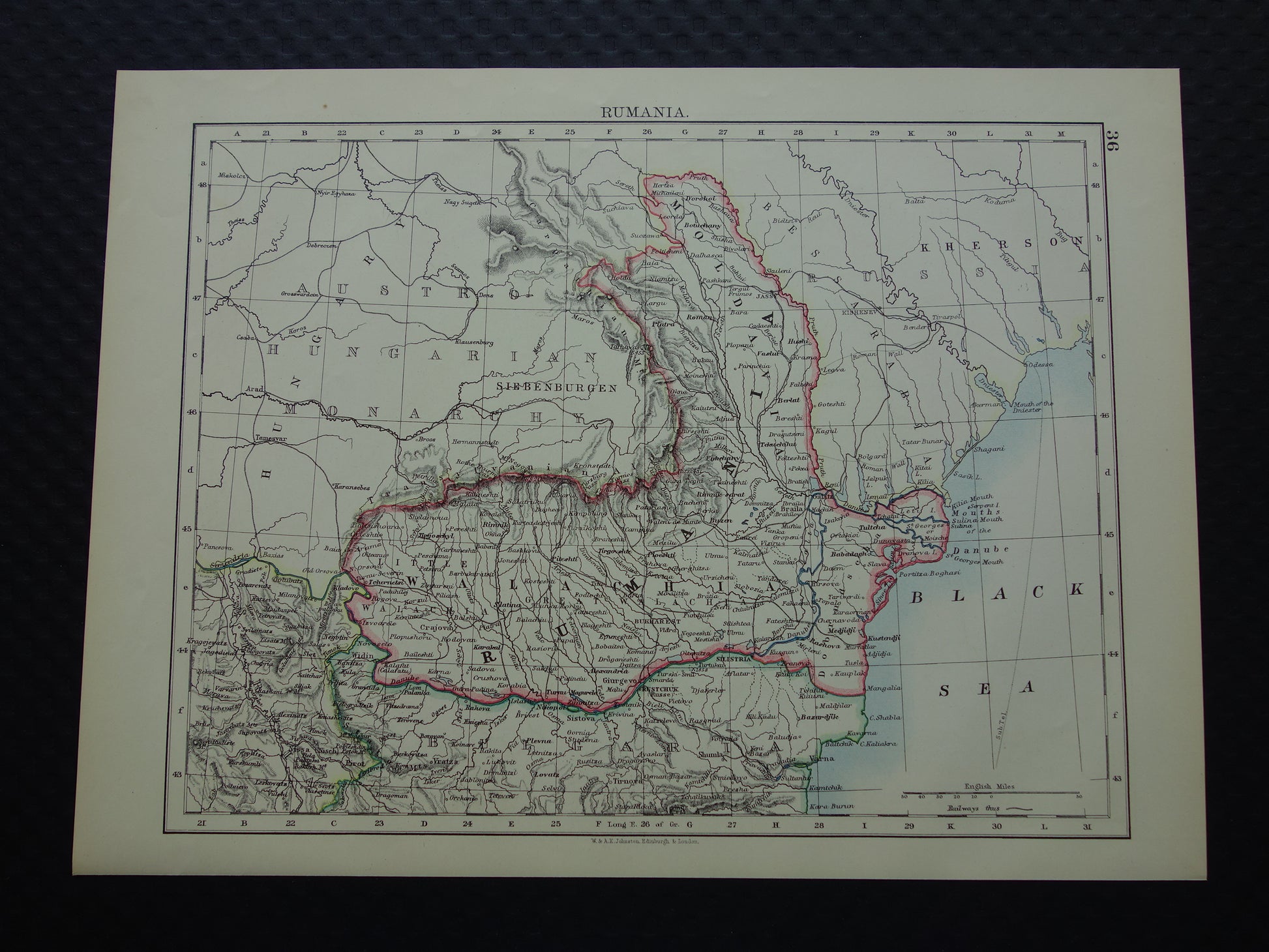 Roemenië Oude kaart van Roemenië uit 1901 originele antieke Engelse landkaart